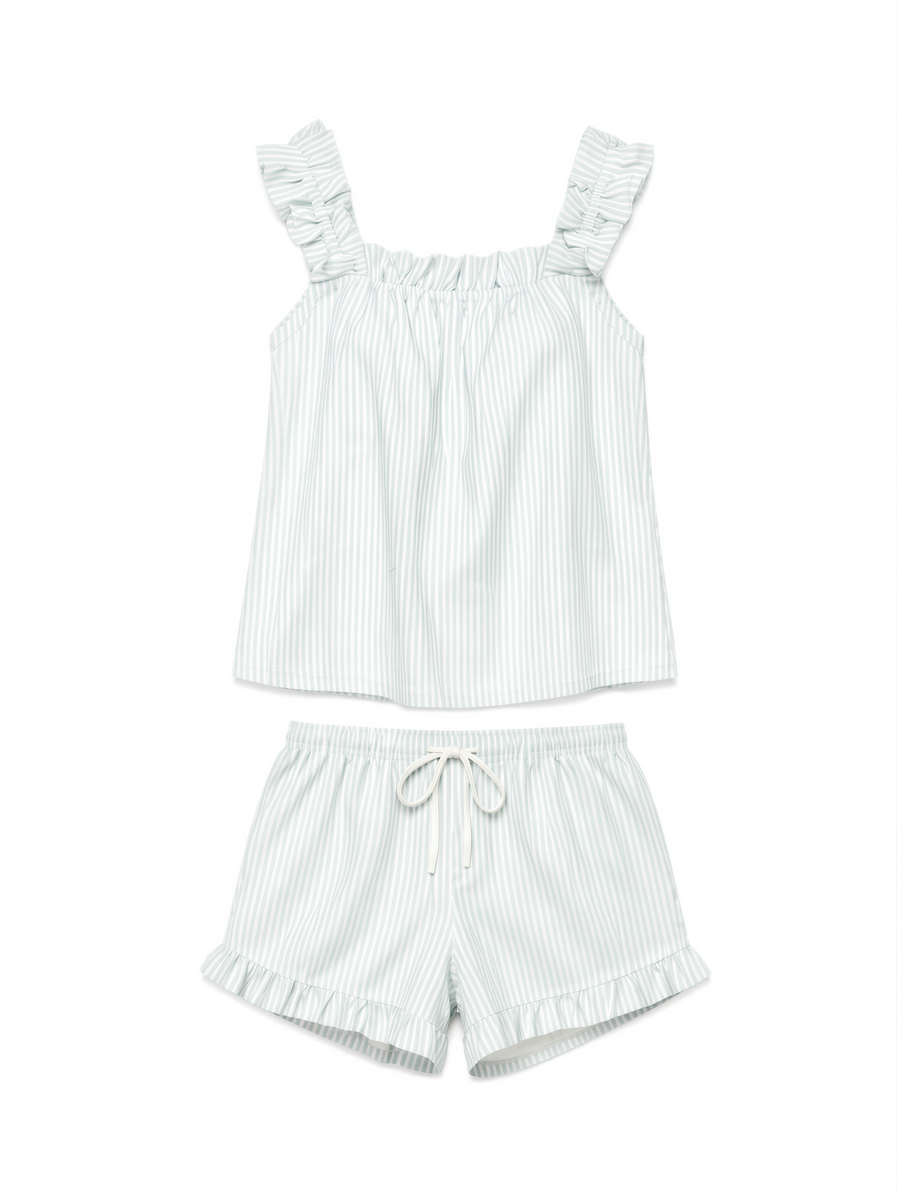 Ruffle Pyjama Set in Blue Stripe