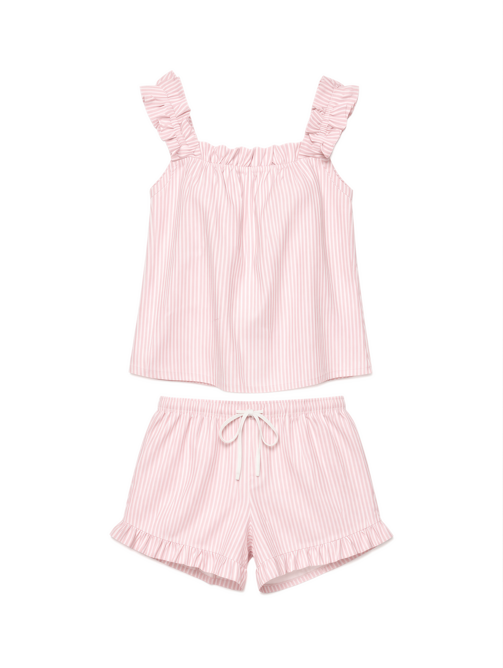 Ruffle Pyjama Set in Pink Stripe
