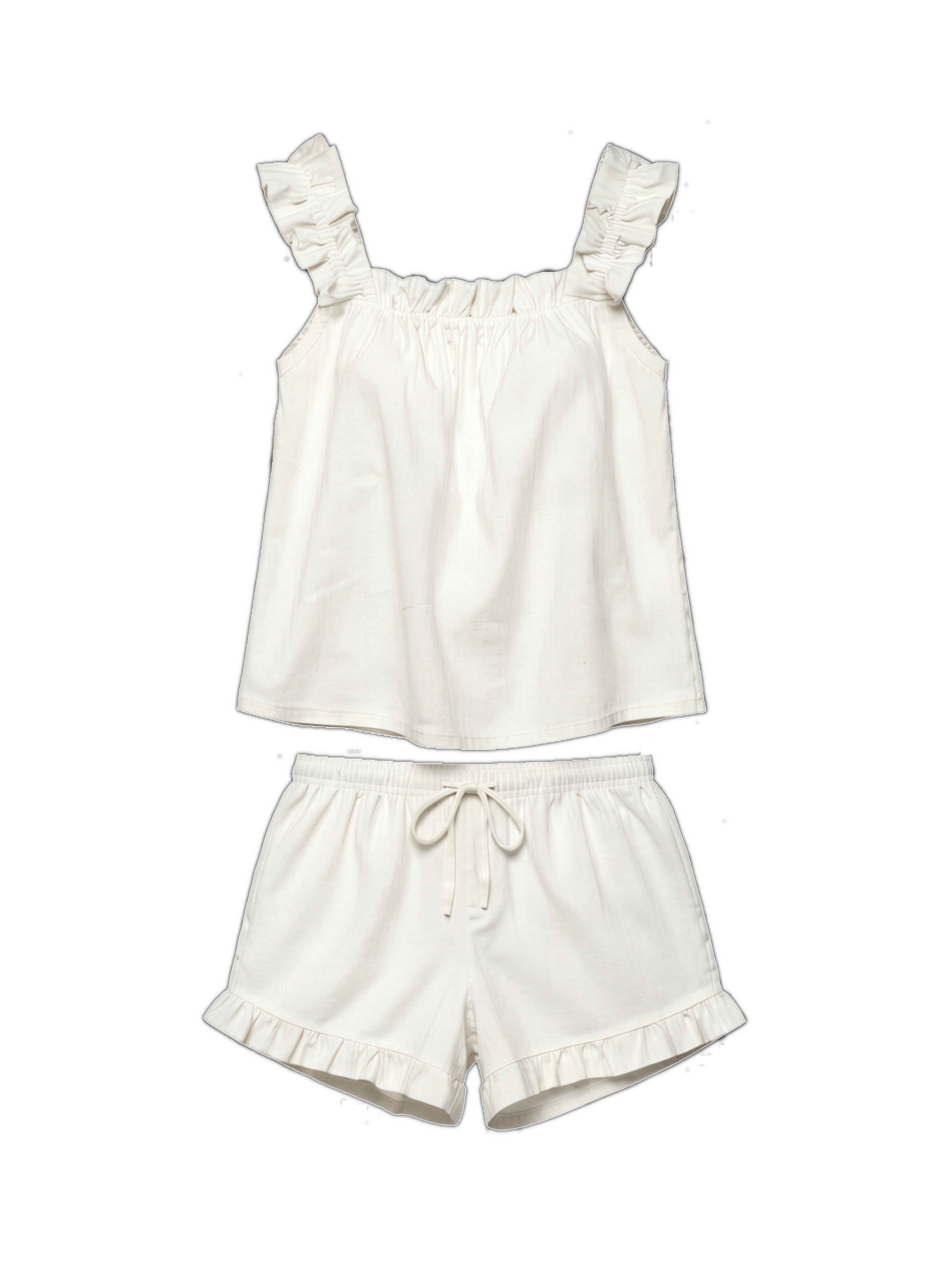 Ruffle Pyjama Set in White